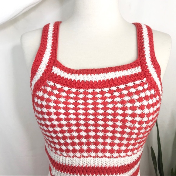 UO Maura Red & White Striped Crochet Dress Size XS - Picture 2 of 13